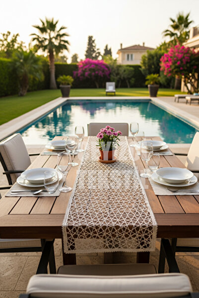 Çt Çeyizci Tekstil Γαλλική δαντέλα Λεπτομερής μονός δρομέας, επιτραπέζιος δρο...