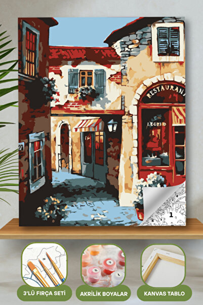 hediye hobim Sayılarla Boyama Ahşap Çerçeveli Kasnaklı Tuval Seti Fırça Boya ...