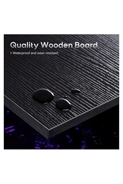 EGG L-Shaped Gaming Table, Home Gaming Desk, Writing Workstation, Black 130x46x75cm