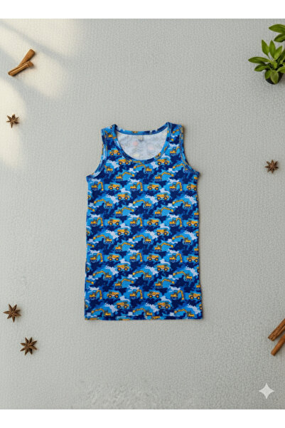 MADALİNA Erkek Çocuk %95 Pamuklu Lacivert Dinazor Desen 5'li Atlet