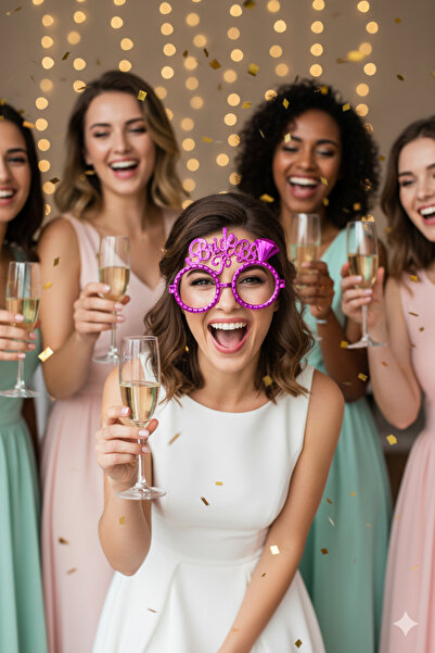 Deniz Party Store Fuchsia Solitaire - Bride To Be Plastic Glasses, 1 Piece Party Accessory