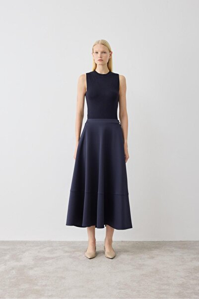 TERZİ DÜKKANI MİRA SCUBA FUSTA DESCHISĂ ÎN ȘASE PĂRȚI ALBASTRU ÎNCHIS