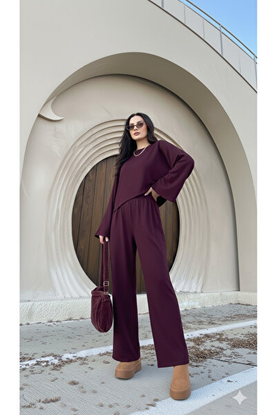 Lovely butik Women's Poncho Style Sleeve Detail Pants Suit with Pants, Double Trend Set