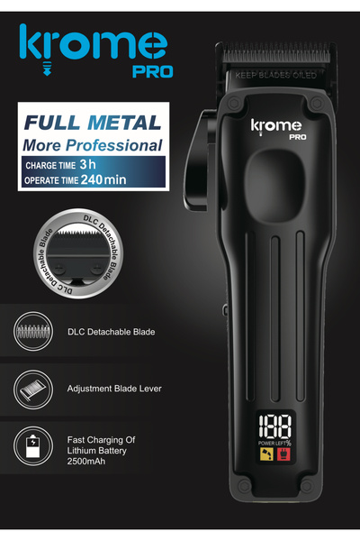 Krome Pro- Trimmer for Hair & Beard with High Quality Ceramic Blade