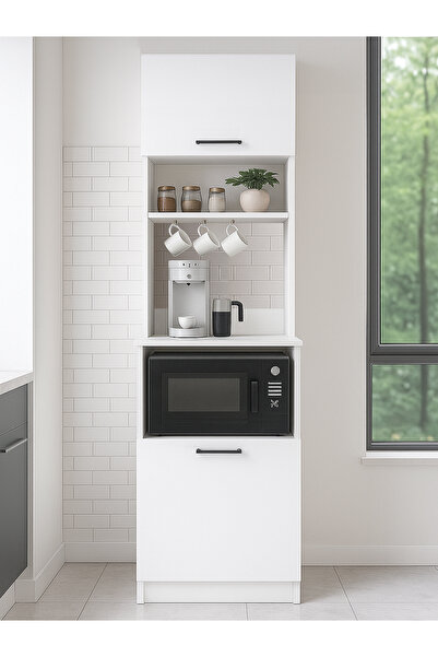 dorpek Tuco 1 Kapaklı Mutfak Dolabı Kahve Köşesi Çok Amaçlı Dolap Beyaz