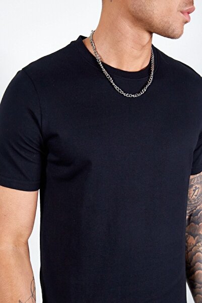 Manche Ανδρικό μπλουζάκι Black Basic - Mes 216959 -01-6959