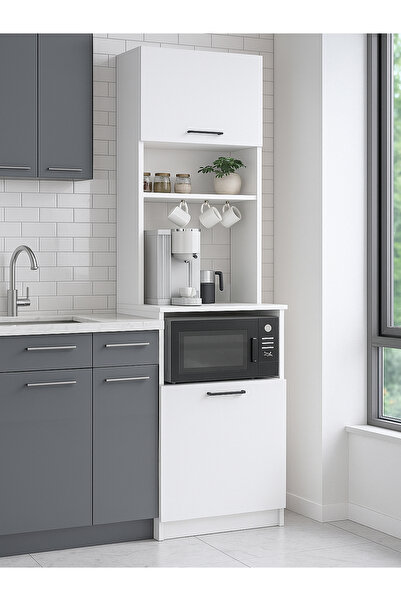 dorpek Tuco 1 Kapaklı Mutfak Dolabı Kahve Köşesi Çok Amaçlı Dolap Beyaz