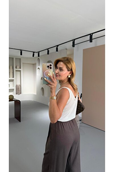 Sezgi Tekin Бел Ластіклі Пілісе Детай Каве Кетен Палаццо Пантолон