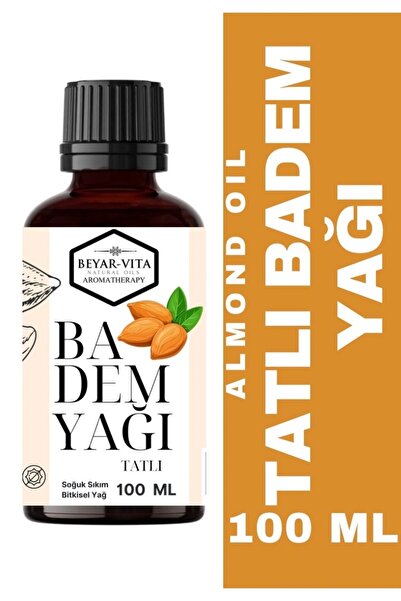 BEYARVİTA Tatlı Badem Yağı 100 ml – Soğuk Sıkım – Cam Şişe – Katkısız – Özel Kapaklı - sweet almond oil