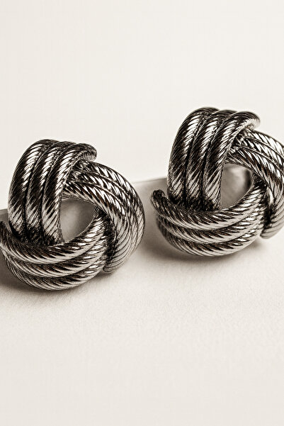 MELENY Düğüm Model Tırtıklı Sarmal Vintage Gold Üç Sıra Küpe