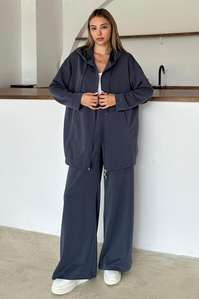 Olcay Premium Fabric Sweat Pants Set Indigo 9370-Tk