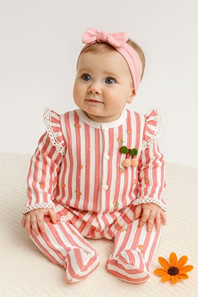 MimiCo Kız Bebek Ayaklı Tulum - Pembe