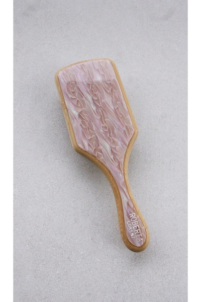 Roberta Lorenz Pink Pearlescent Natural Bamboo Comb