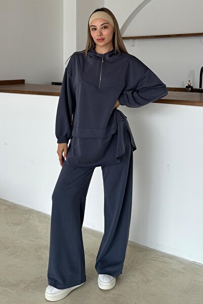 Olcay Sweat-Hosen-Set aus Premium-Stoff mit Kapuze und Reißverschluss, INDIGO 9373-TK