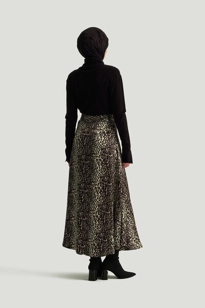 Armine TREND Leopar Desenli Etek-Siyah 24KT103