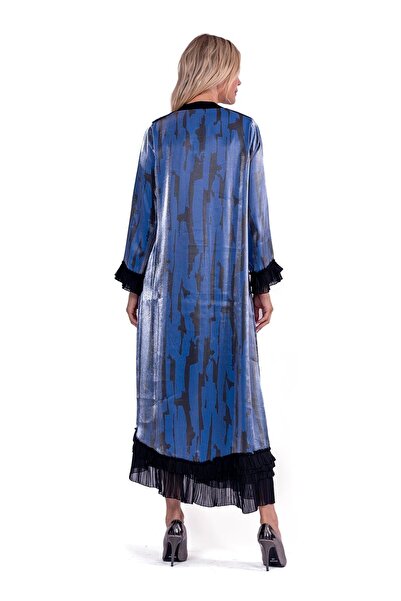 Invee Şifon Pillise Elbise LACİVERT