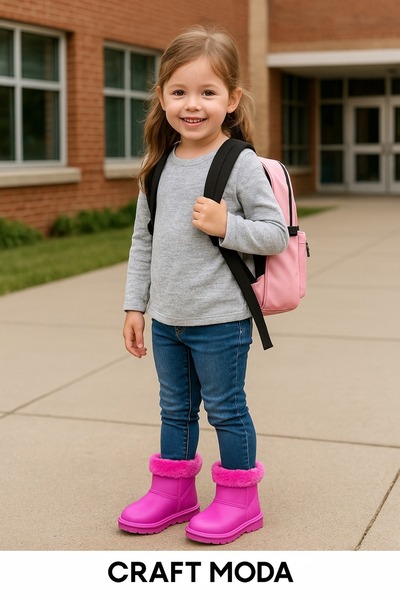 CRAFT MODA Дитячі водонепроникні чоботи з хутром всередині для дощу та зими