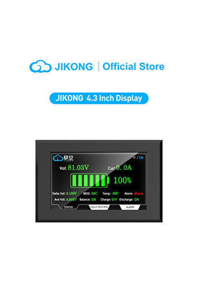 Choice 4.3 inch Displau JIKONG BMS 8S/16S 24V 48V LiFePo4 Li-Ion Battery 100A...