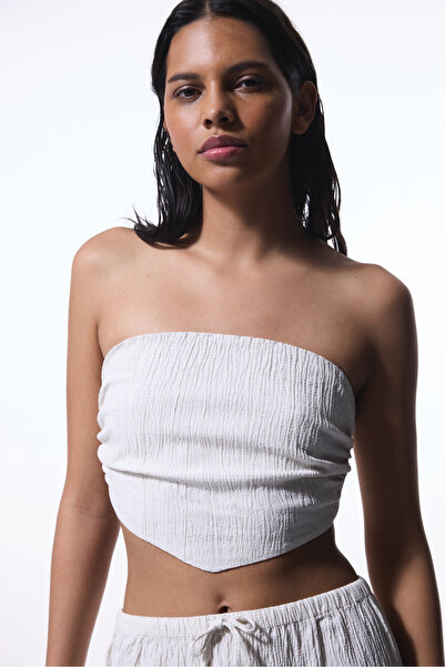 Penti Ecru Craft Crinckle Strapless Top