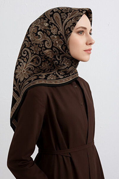 Armine Eșarfă Tivil Pure Silk 9421 - 02 Negru cu model mixt