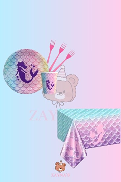 Zayna's Mermaid Themed Girl's 32-Person Birthday Party Set - Mermaid Concept Birthday Ornament