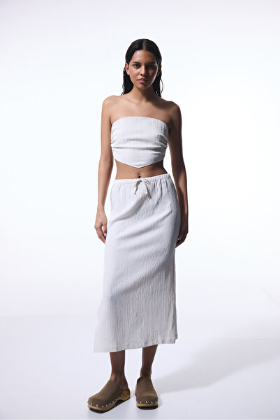 Penti Ecru Craft Crinckle Strapless Top