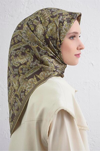 Armine Tivil Pure Silk Scarf 9416 - 80 Green Mixed Pattern