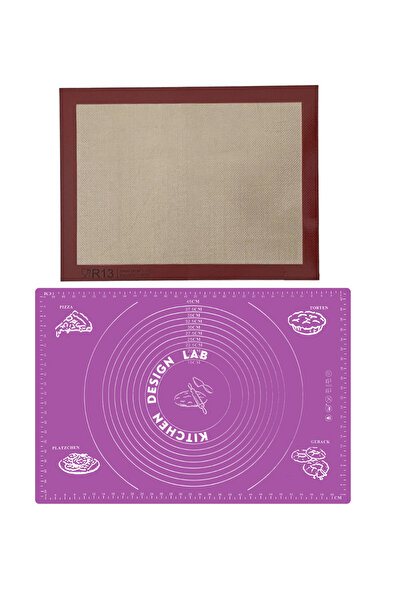 Kitchen Design Lab 1.حصيرة طبخ العجين المقاومة للحرارة من الدرجة الأولى وبساط لف العجين الأرجواني المقياس 45 سم × 65 سم