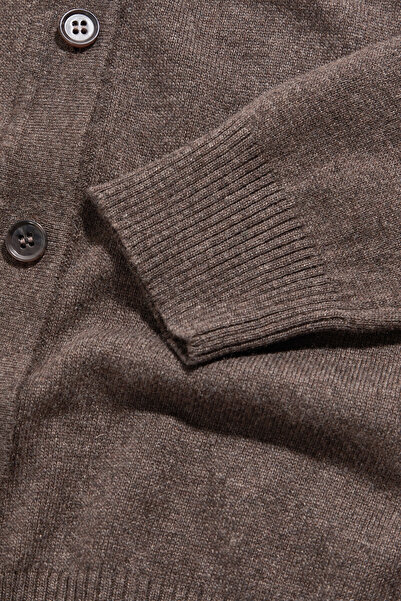 W Collection KAHVERENGİ YÜN KAŞMİR KARIŞIMLI HIRKA