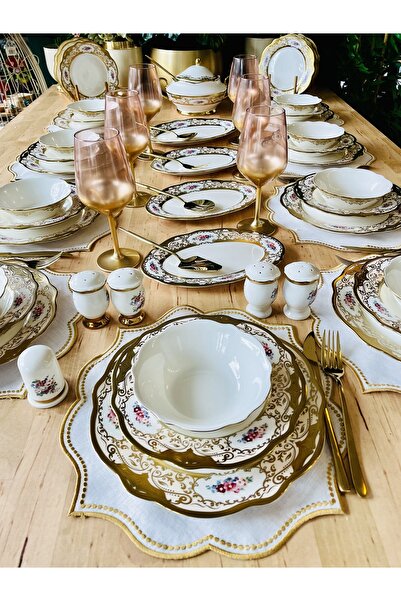CASA DE BELLA Avangard 77 Parça 12 Kişilik Porselen Yemek Takımı ve Servis Seti