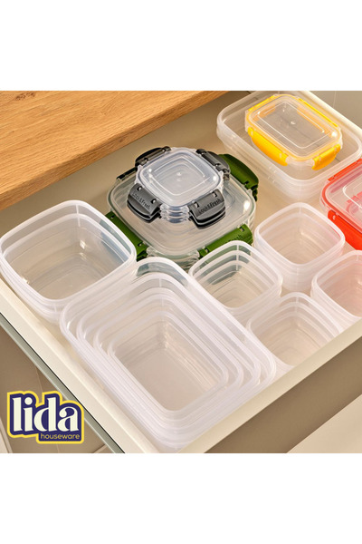 Lida Houseware 5-Piece Set of Storage Containers with Locking Lids – 350/600/1025/1700/2700 ml with Locking Lids