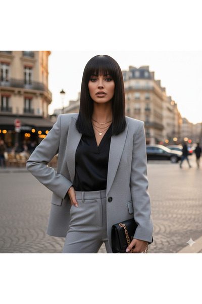 Mina Peruk Fiber Sentetik Tepelik - Siyah