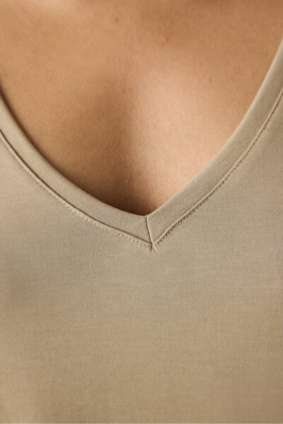 Penti Norkové modální tričko Regular Fit s výstřihem do V