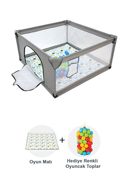 Hoffie Premio Keten Güvenli Bebek Ve Çocuk Oyun Alanı Oyun Parkı 120x120 Oyun Matı Ve Topları