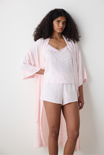 Penti Pink Heart Satin Dressing Gown - Loves Paris Collection