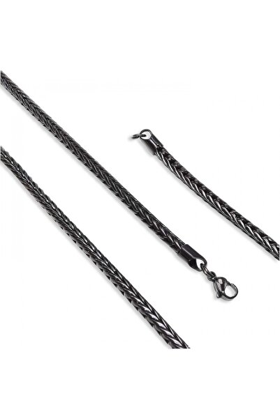 Generic Brand Shui̇ll Oval King Bean Braided Steel Necklace 4mm