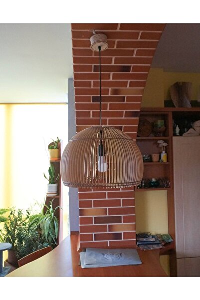 Ferisa Home 30 CM Ahşap Bohem Modern Salon Cafe Yatak Odası Avizesi