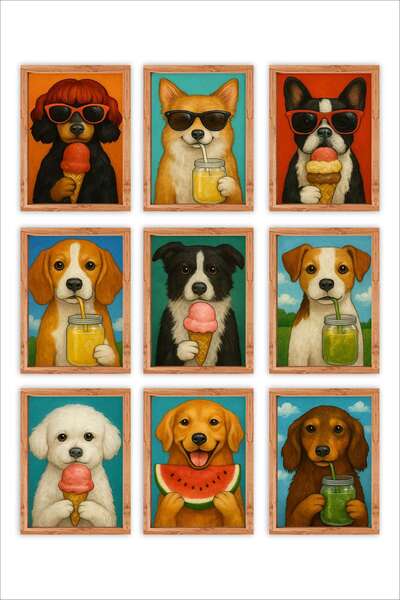 UNT Pictură de perete cu aspect de rama din lemn, cu aspect de rama de câini ...