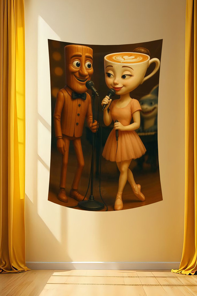 vodler Sahur and Cappuccina Karaoke Wallpaper