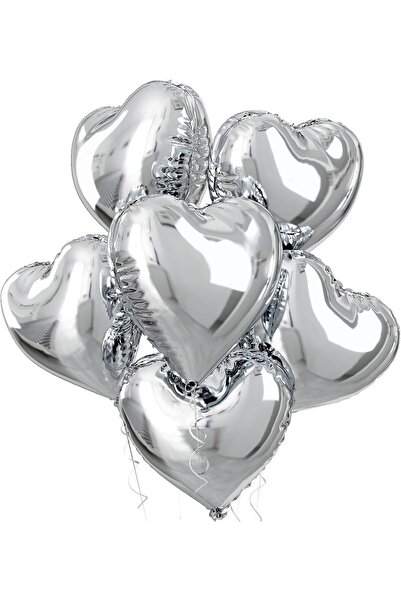 Parti dolabı 5 Pcs Silver Gray Heart Balloon Foil 45 cm Helium Flying Valentine's Day Heart Gift February 14Th Marriage Proposal