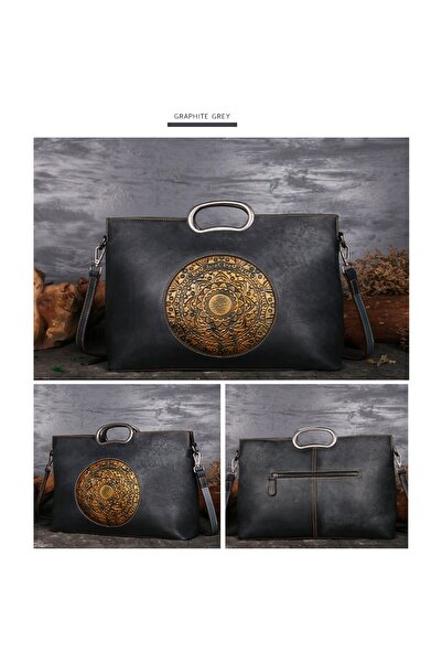 TopToday by C&S Geanta De Dama Boutique Deluxe, Piele Naturala Manere Argintii, Buzunare Multiple, Spatiu Generos, C