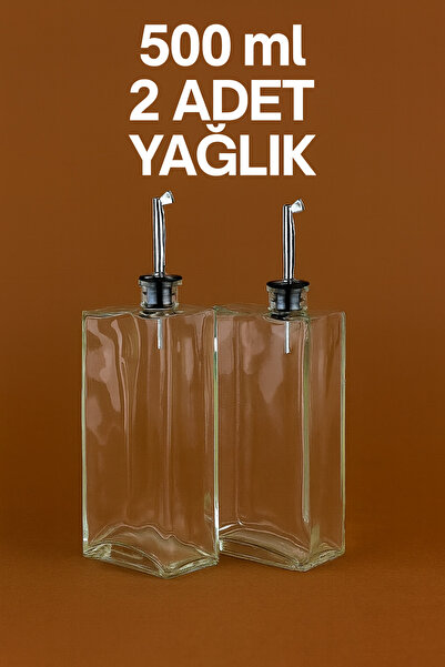 Porselen Diyarı Glass 2-Piece Rectangular Valeria Oil Bottle Sauce Bowl 500 ml