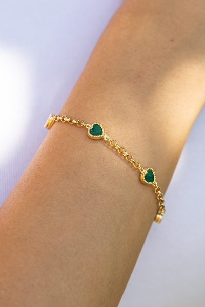 Çgk Çiğdem Gürel Kuyumculuk Doç Zincir Kalpli Altın Bileklik