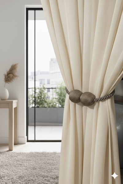 MMTHOME Mıknatıslı Perde Bağlama Aparat Aksesuarı Braçol Vizon (1 Adet)