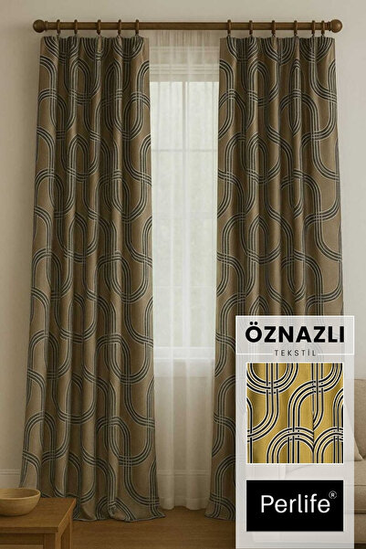 Taç ÖzelTasarım Ağır Gramajlı Ramforce Lüx Fon Perde (Pilesiz Düz Dikim Korni...