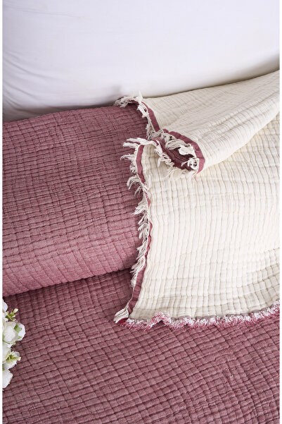 Cottonin Home Kiremit Çift Kişilik Müslin Yatak Örtüsü %100 Pamuk