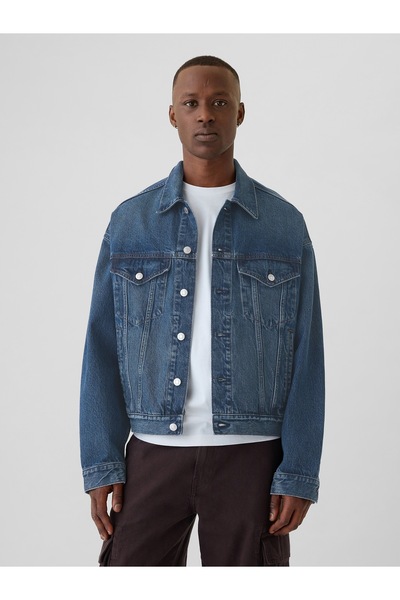 GAP Erkek Mavi Relaxed İkon Denim Ceket