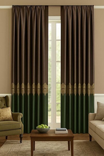 Taç Ağır Gramajlı Desenli Lüx Fon Perde(1/3 Sık Pile TEK KANAT 1 mt) (Boy Ölçüsü Yazın Lütfen )