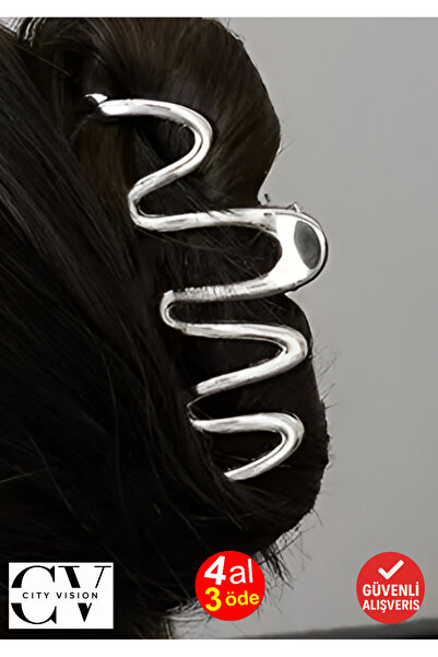 cityvision Cataramă de lux cu model de val metalic de culoare argintie, 10 cm