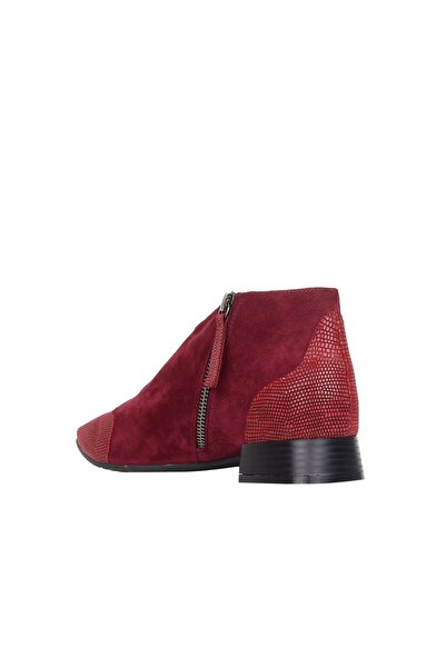 BUENO Shoes Bordo Süet Kadın Düz Bot 01wr3006